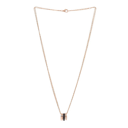 Cartier 18K Pink Gold Ceramic Diamond Three Ring LOVE Pendant Necklace 3 of 4