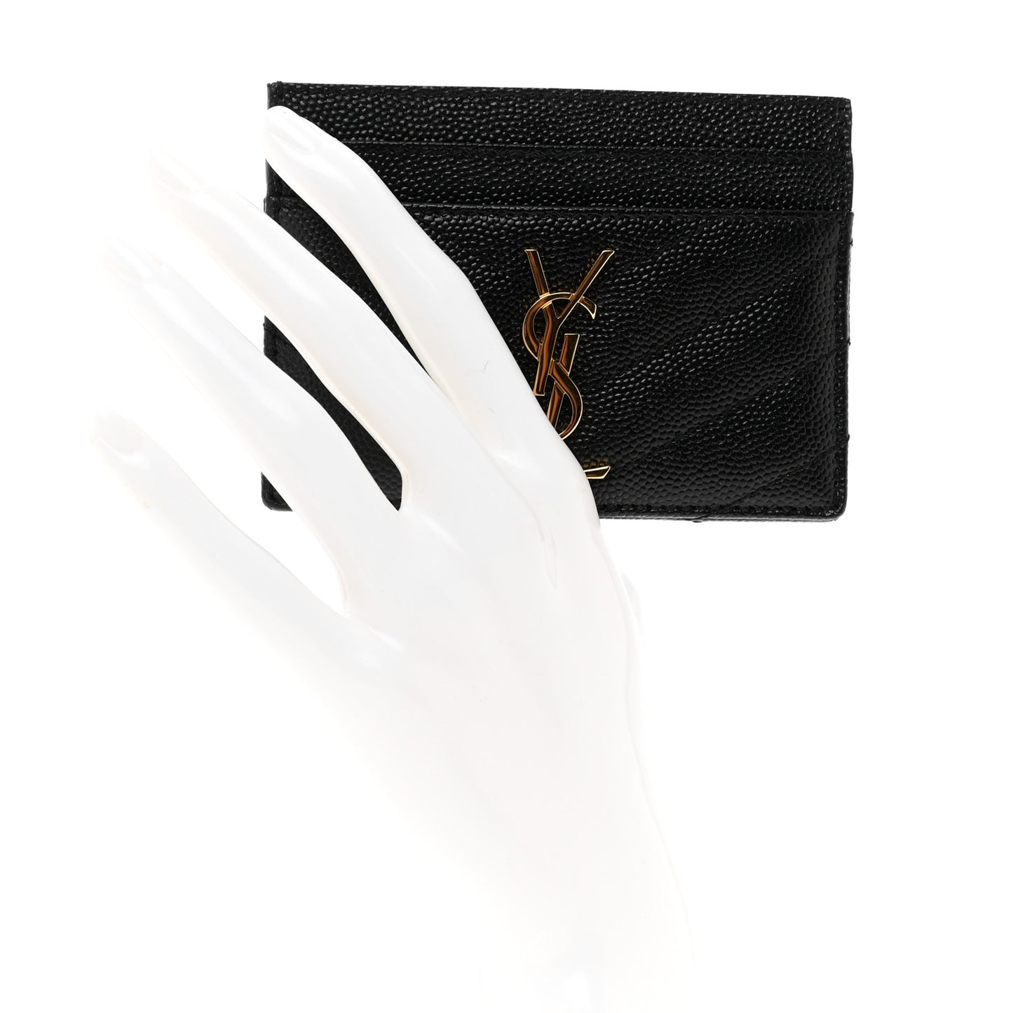 Grain De Poudre Matelasse Chevron Monogram Credit Card Case Black