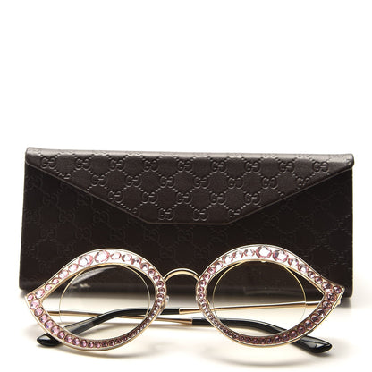 Gucci Metal Crystal Cat Eye Sunglasses GG0046S Light Pink 9 of 9