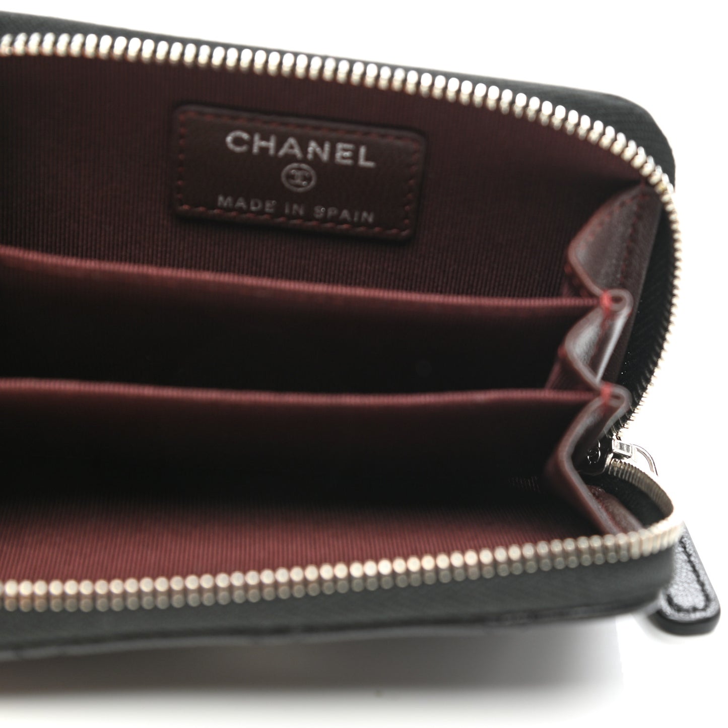 Lambskin Quilted Zip Coin Purse Black