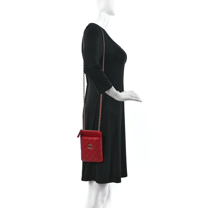Chanel Lambskin Quilted CC Phone Holder Red 3 of 10