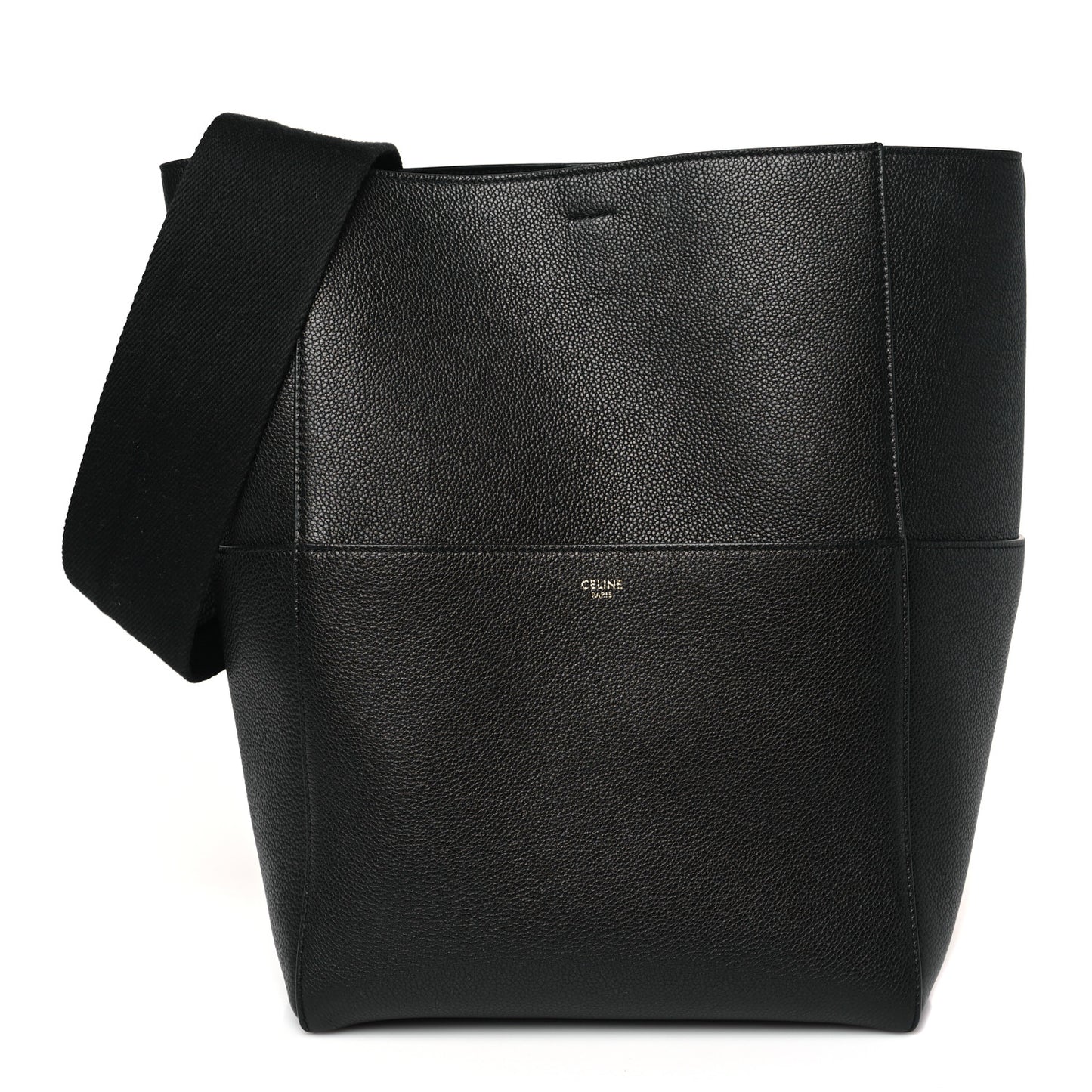 Soft Grained Calfskin Sangle Bucket Bag Black