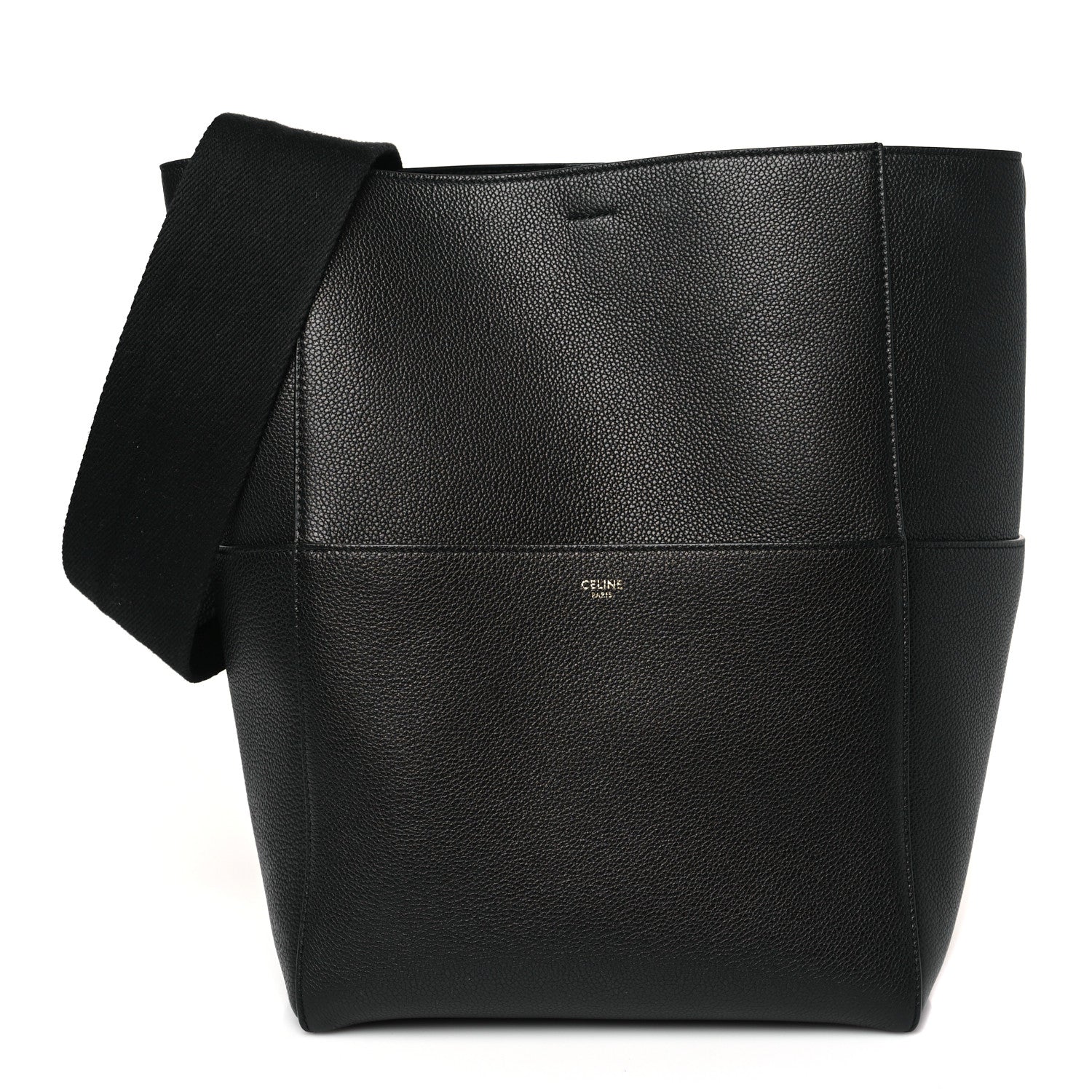 Celine Soft Grained Calfskin Sangle Bucket Bag Black 1 of 8