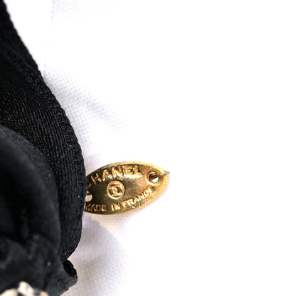 Chanel Silk Satin Camellia Bow Brooch Black White 5 of 6