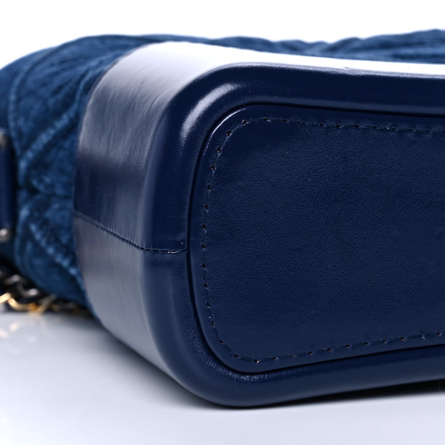 Denim Calfskin Quilted Small Gabrielle Logo Hobo Blue