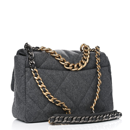 Chanel Wool Quilted Large Chanel 19 Flap Grey 2 of 4