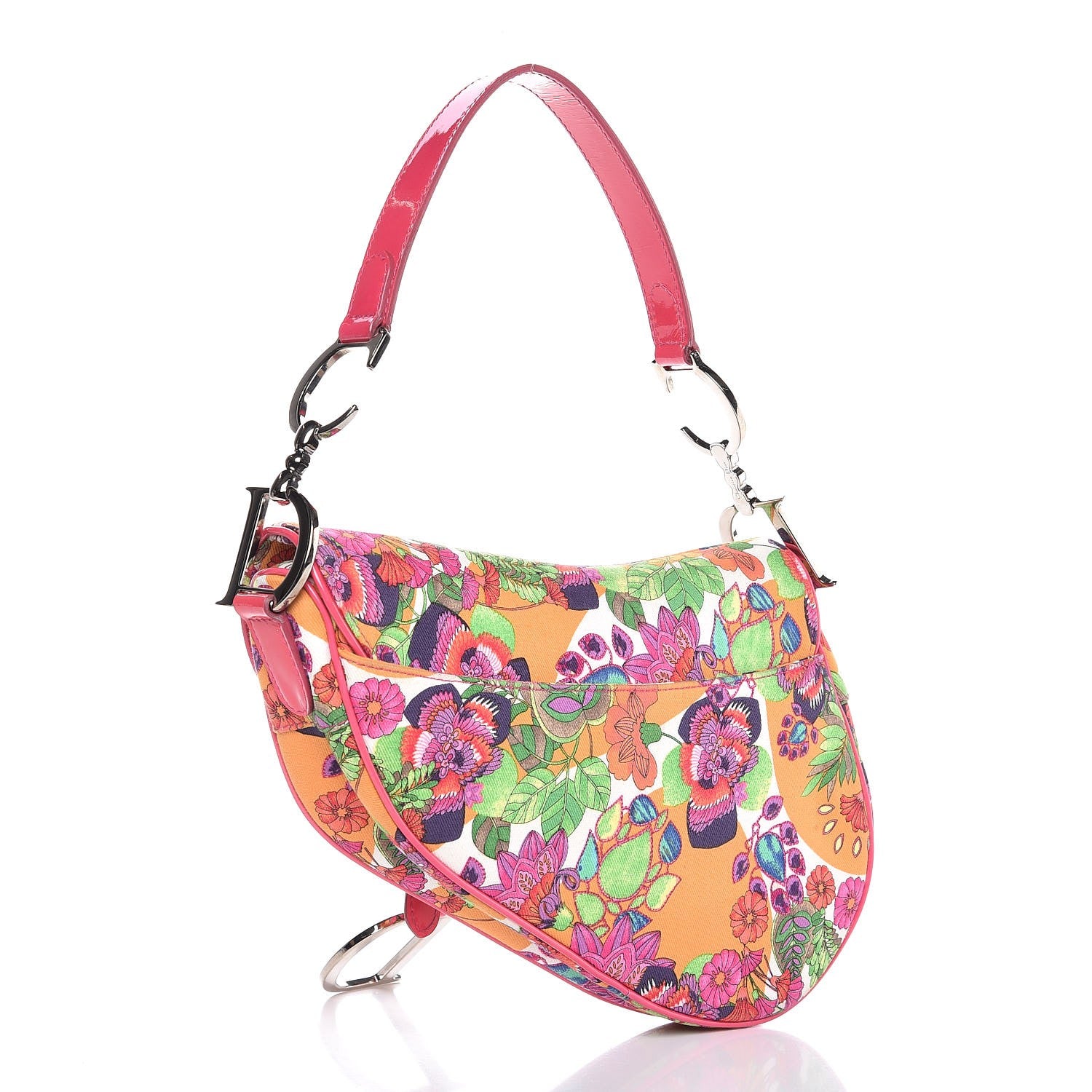Christian Dior Canvas Floral Saddle Bag Multicolor 3 of 8