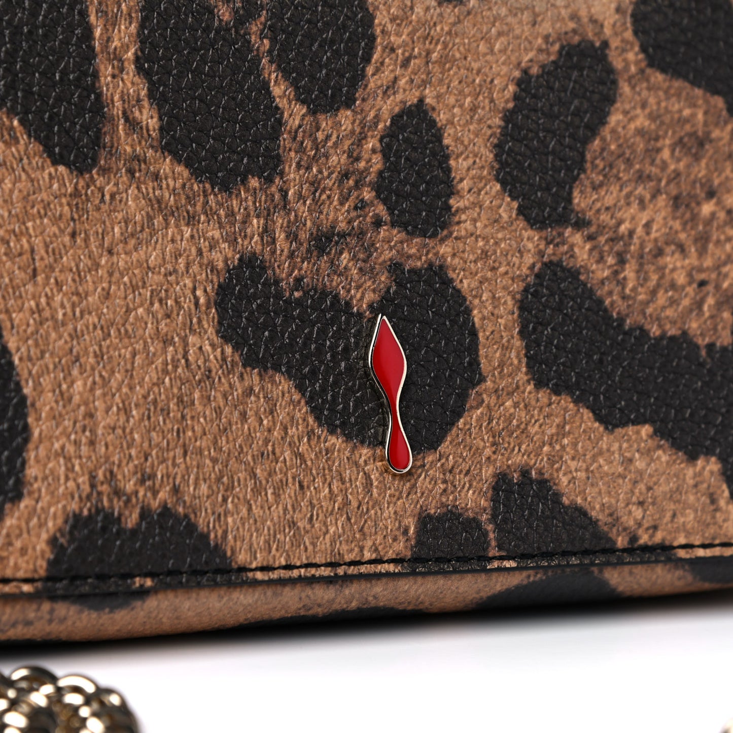 Calfskin Empire Leopard Spiked Zoompouch Crossbody Brown Gold