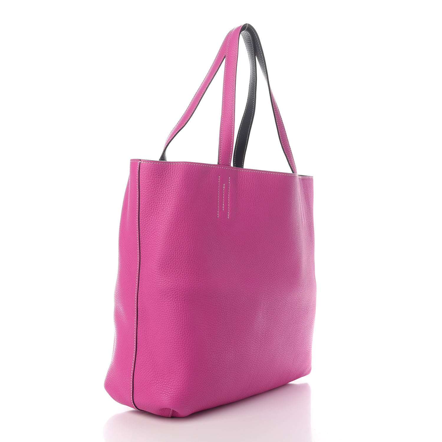Hermes Taurillon Clemence Double Sens 36 Reversible Tote Bleu Nuit Magnolia 4 of 17