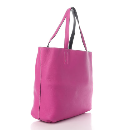 Hermes Taurillon Clemence Double Sens 36 Reversible Tote Bleu Nuit Magnolia 4 of 17