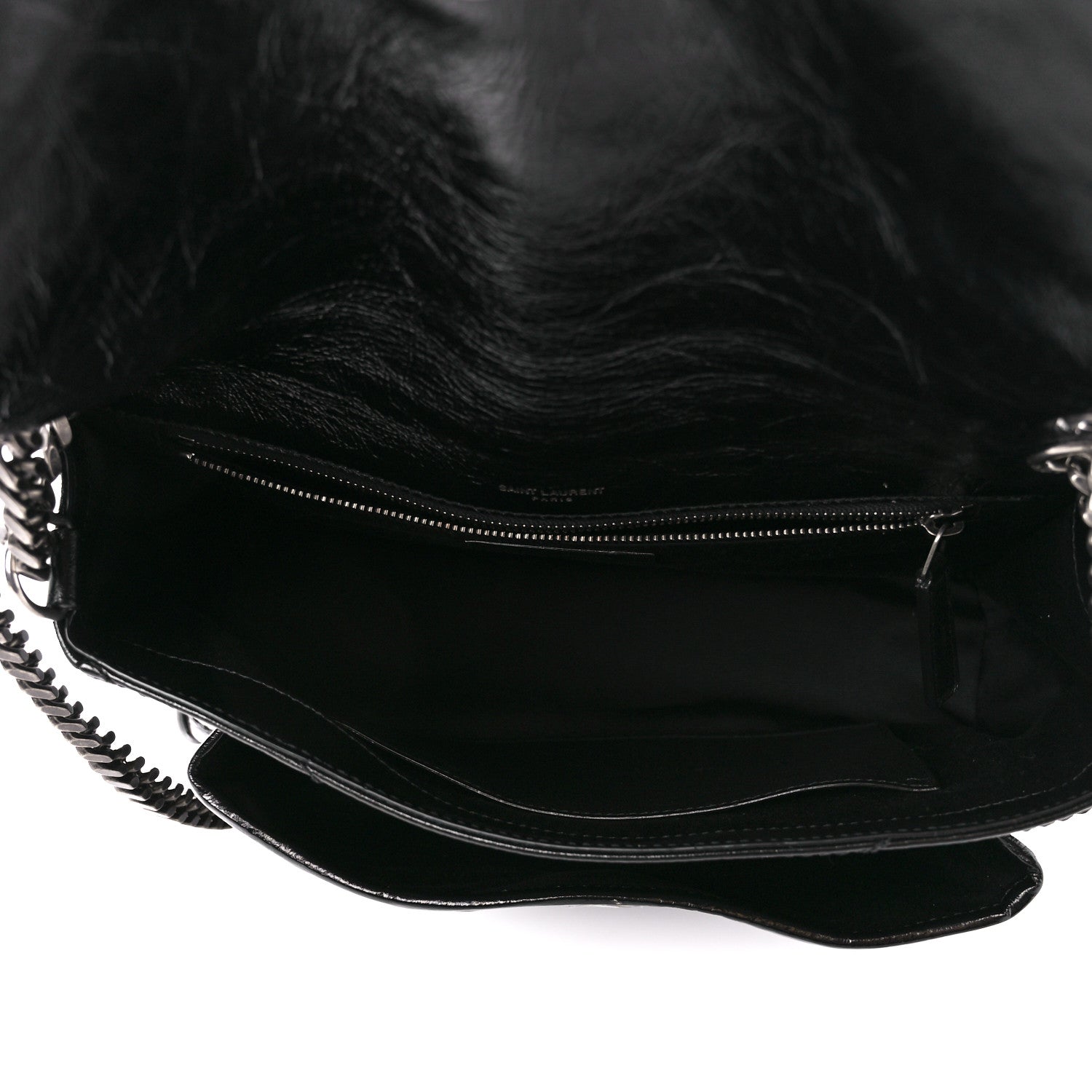 Saint Laurent Crinkled Calfskin Matelasse Monogram Medium Niki Chain Satchel Black 5 of 11