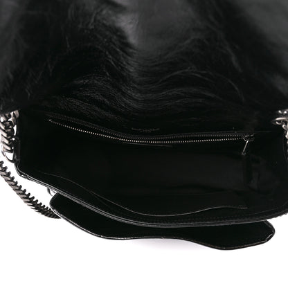 Saint Laurent Crinkled Calfskin Matelasse Monogram Medium Niki Chain Satchel Black 5 of 11