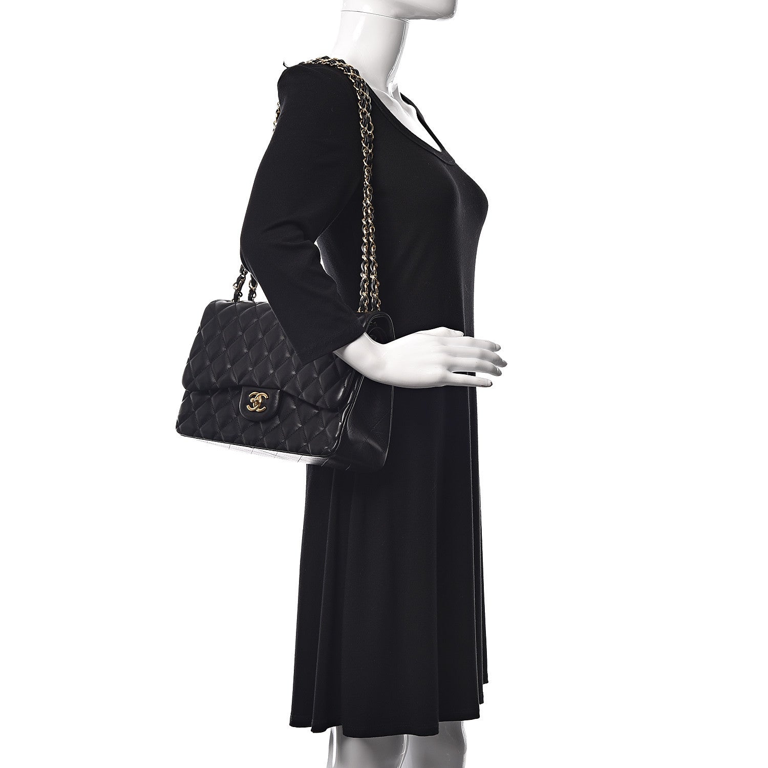 Chanel Lambskin Quilted Jumbo Double Flap Black 2 of 14