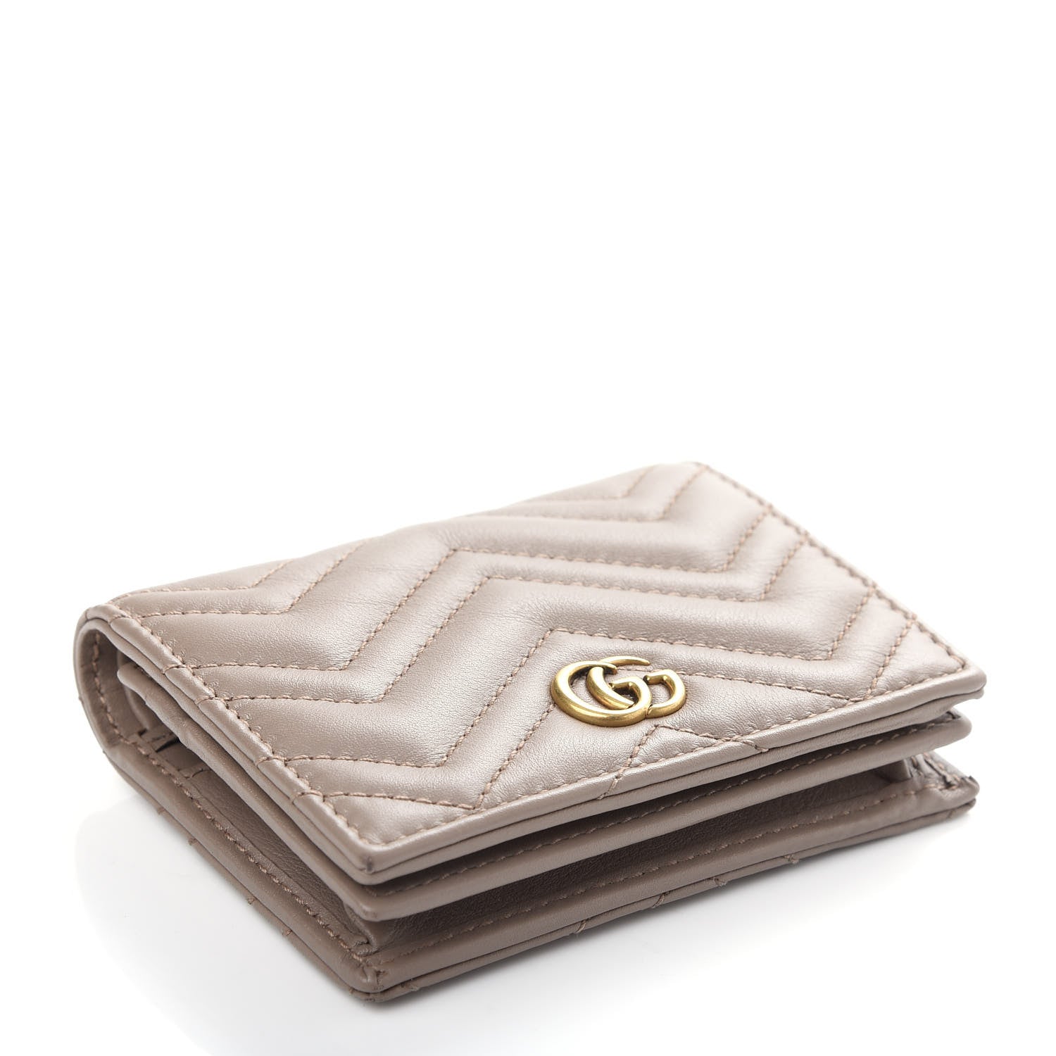 Gucci Calfskin Matelasse GG Marmont Card Case Wallet Porcelain Rose 4 of 8