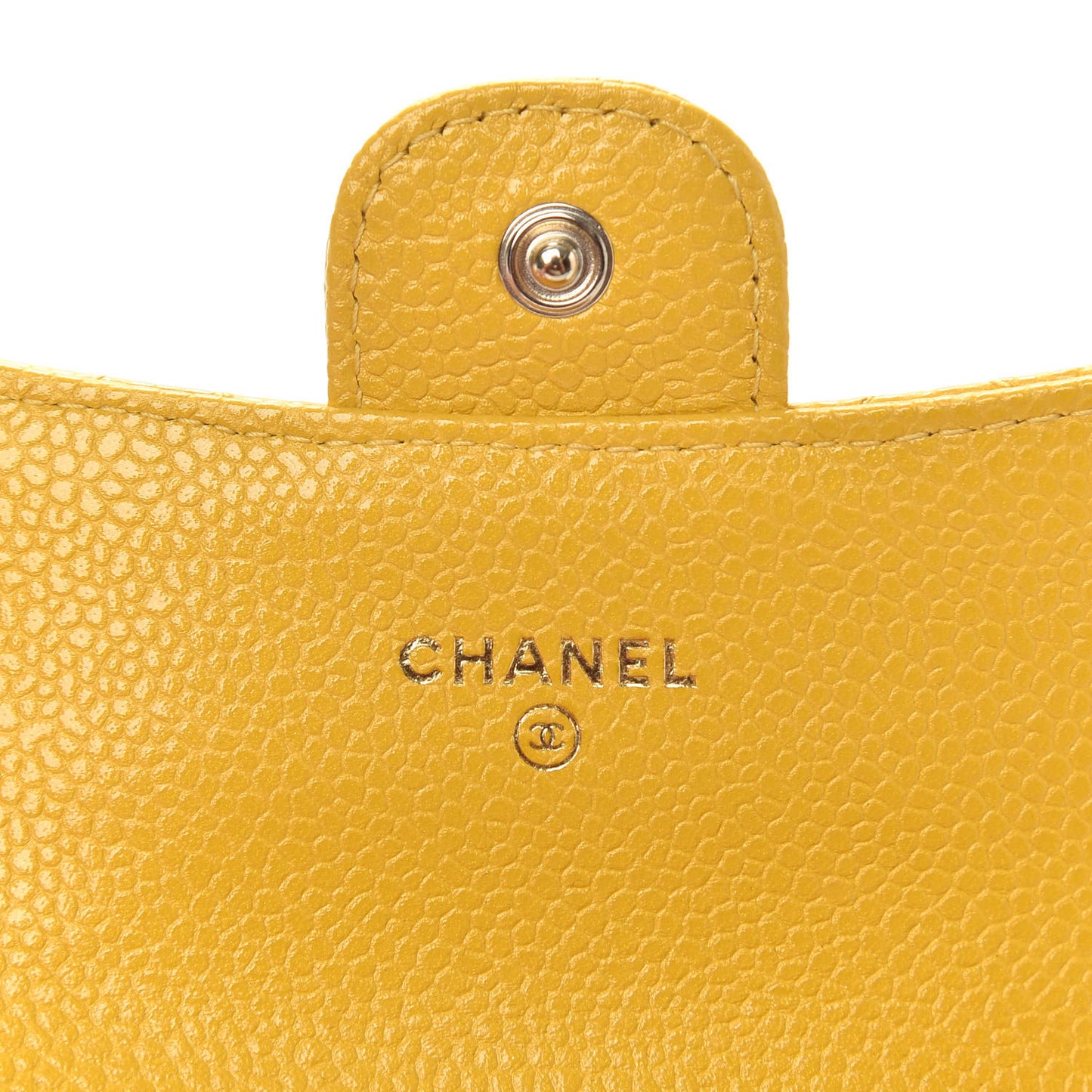 Caviar Quilted Flap Card Holder Yellow