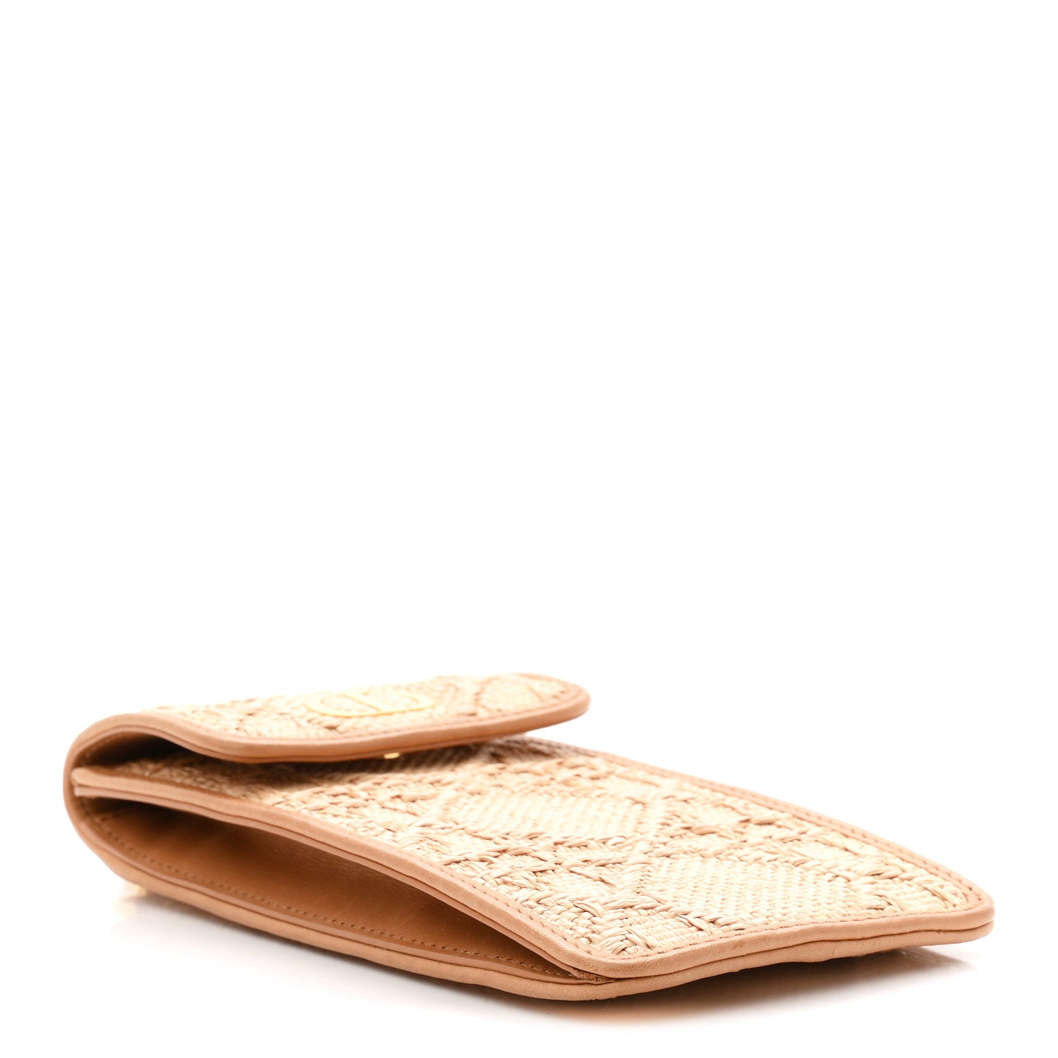 Christian Dior Raffia Cannage Phone Pouch Holder Natural 4 of 11