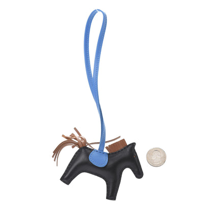 Hermes Milo Lambskin Grigri Rodeo Horse Bag Charm PM Black Gold Bleu Zanzibar 2 of 5