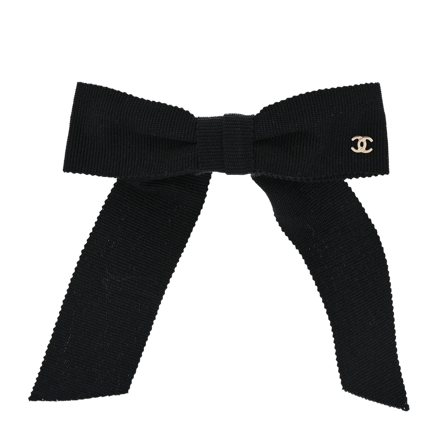 Chanel Grosgrain Bow CC Hair Clip Black 1 of 3