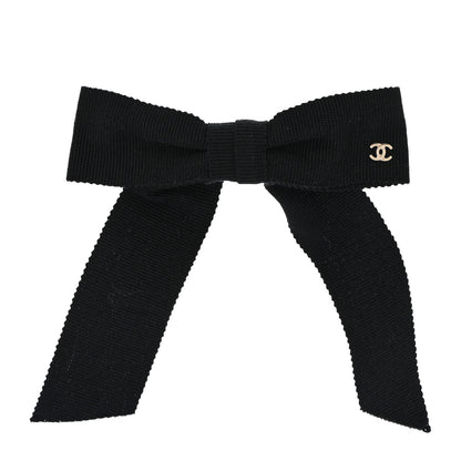 Chanel Grosgrain Bow CC Hair Clip Black 1 of 3
