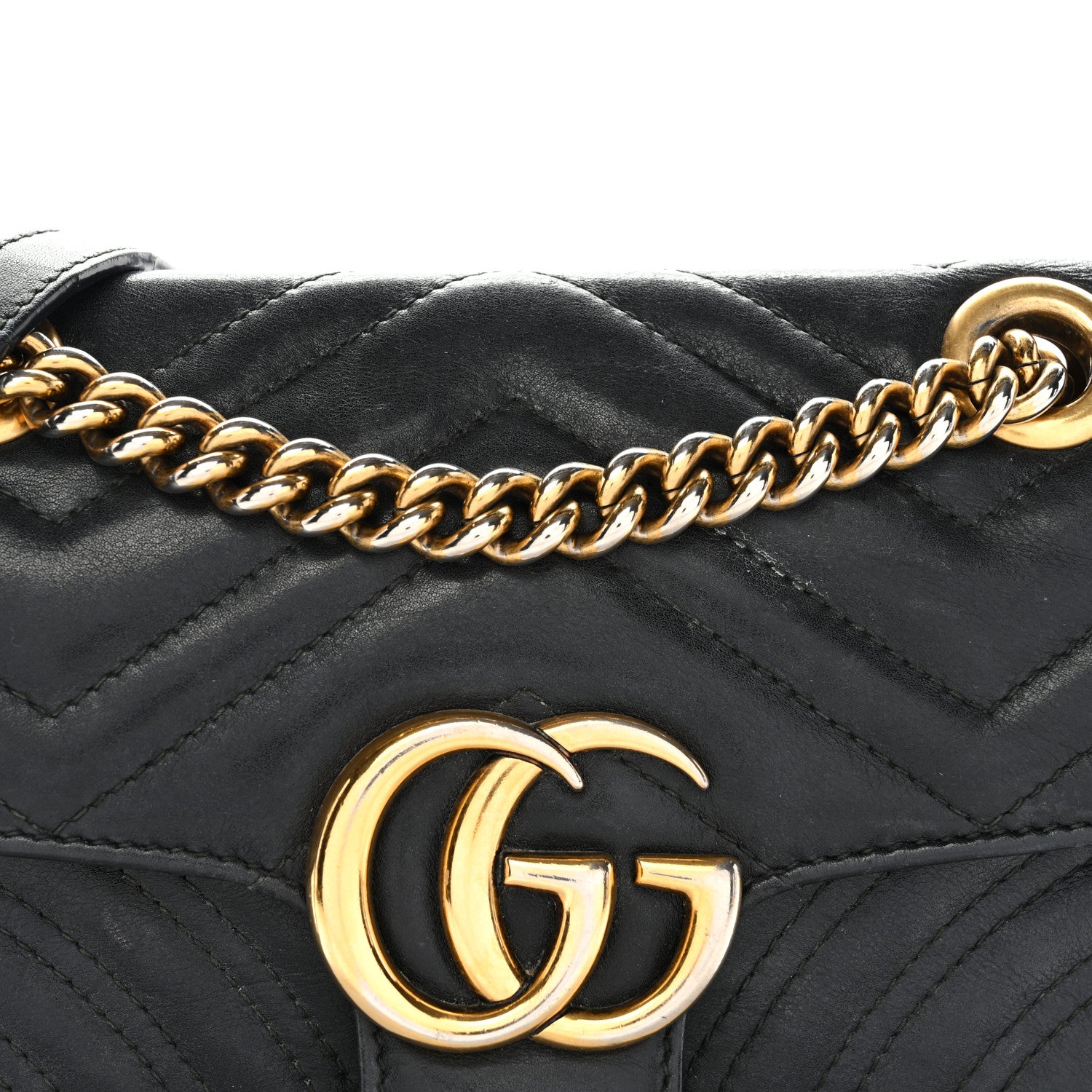 Gucci Calfskin Matelasse Mini GG Marmont Shoulder Bag Black 8 of 14