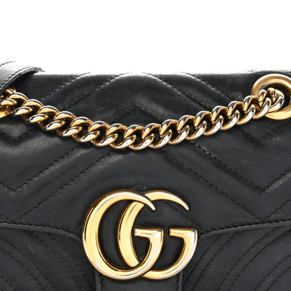 Gucci Calfskin Matelasse Mini GG Marmont Shoulder Bag Black 8 of 14