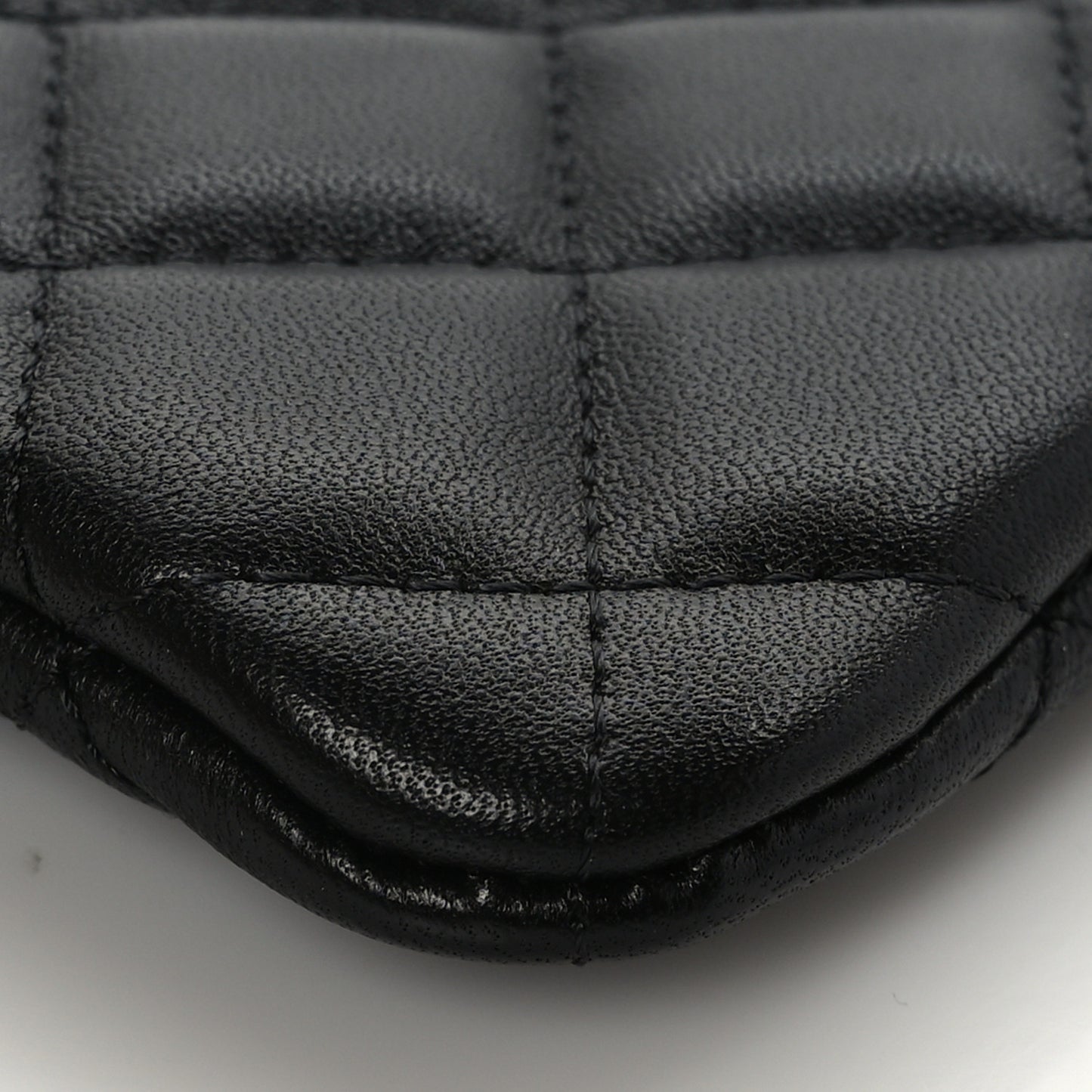 Lambskin Quilted Small Cosmetic Case Black