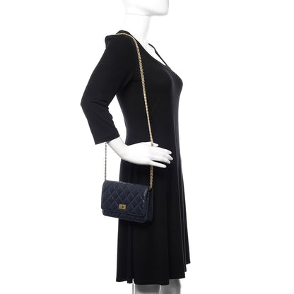 Chanel Aged Calfskin Quilted Reissue Wallet On Chain WOC Navy 2 of 11