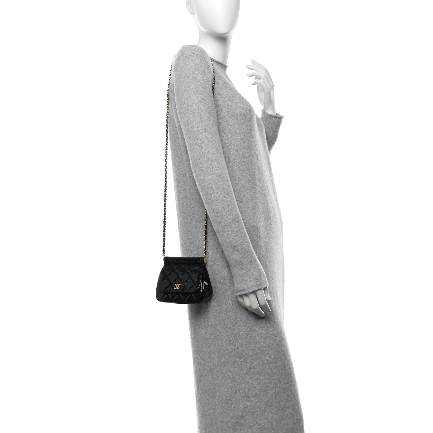 Chanel Patent Quilted Frame Clutch Flap With Chain Black 3 of 13