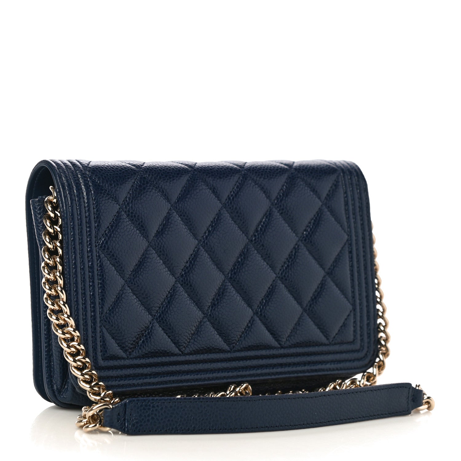 Chanel Caviar Quilted Boy Wallet On Chain WOC Navy 3 of 14