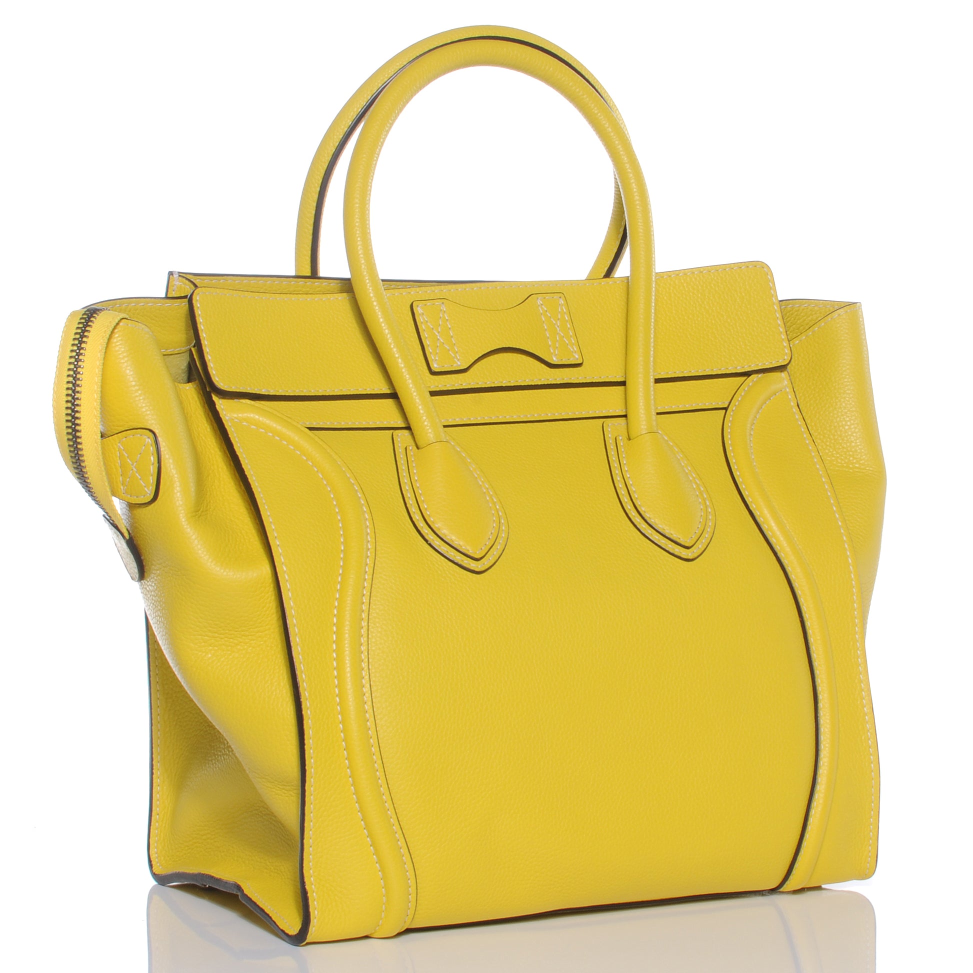 Celine Drummed Calfskin Mini Luggage Citron 3 of 8