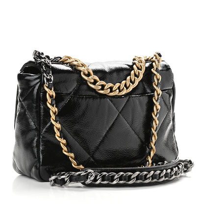 Chanel Shiny Crumpled Calfskin Quilted Medium Chanel 19 Flap Black 3 of 9