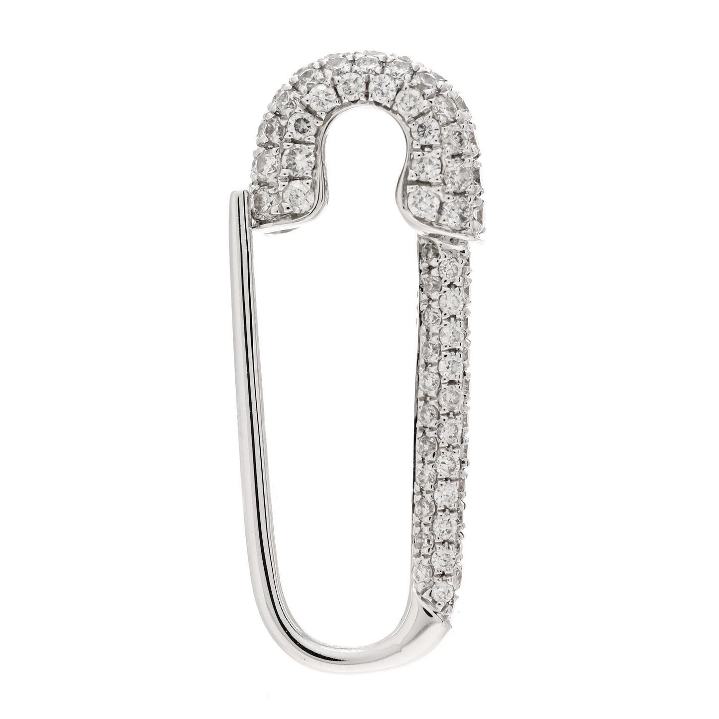 18K White Gold Diamond Mini Safety Pin Earring