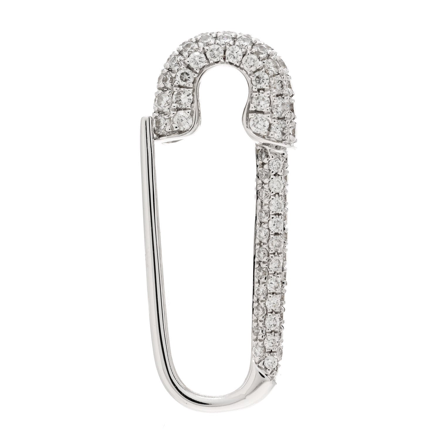 Anita Ko 18K White Gold Diamond Mini Safety Pin Earring 3 of 4