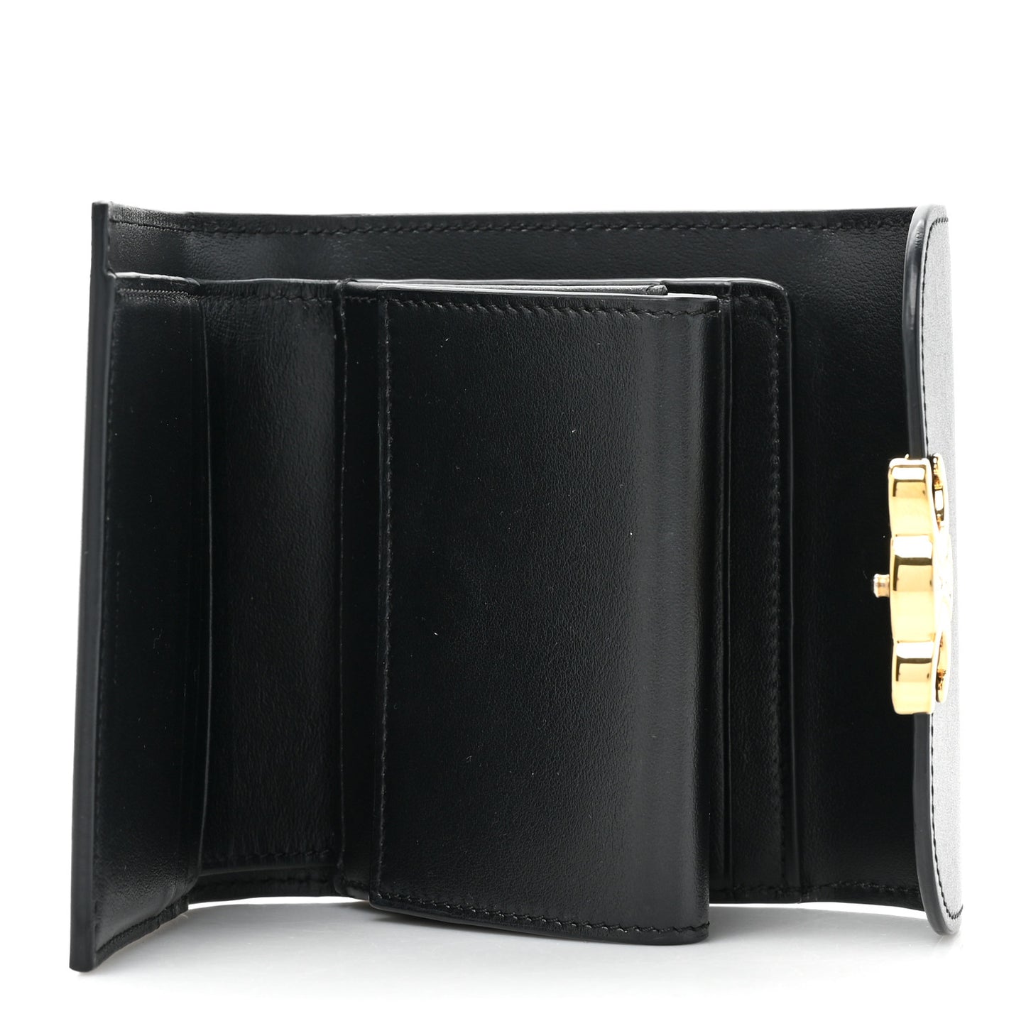 Shiny Calfskin Small Triomphe Wallet Black