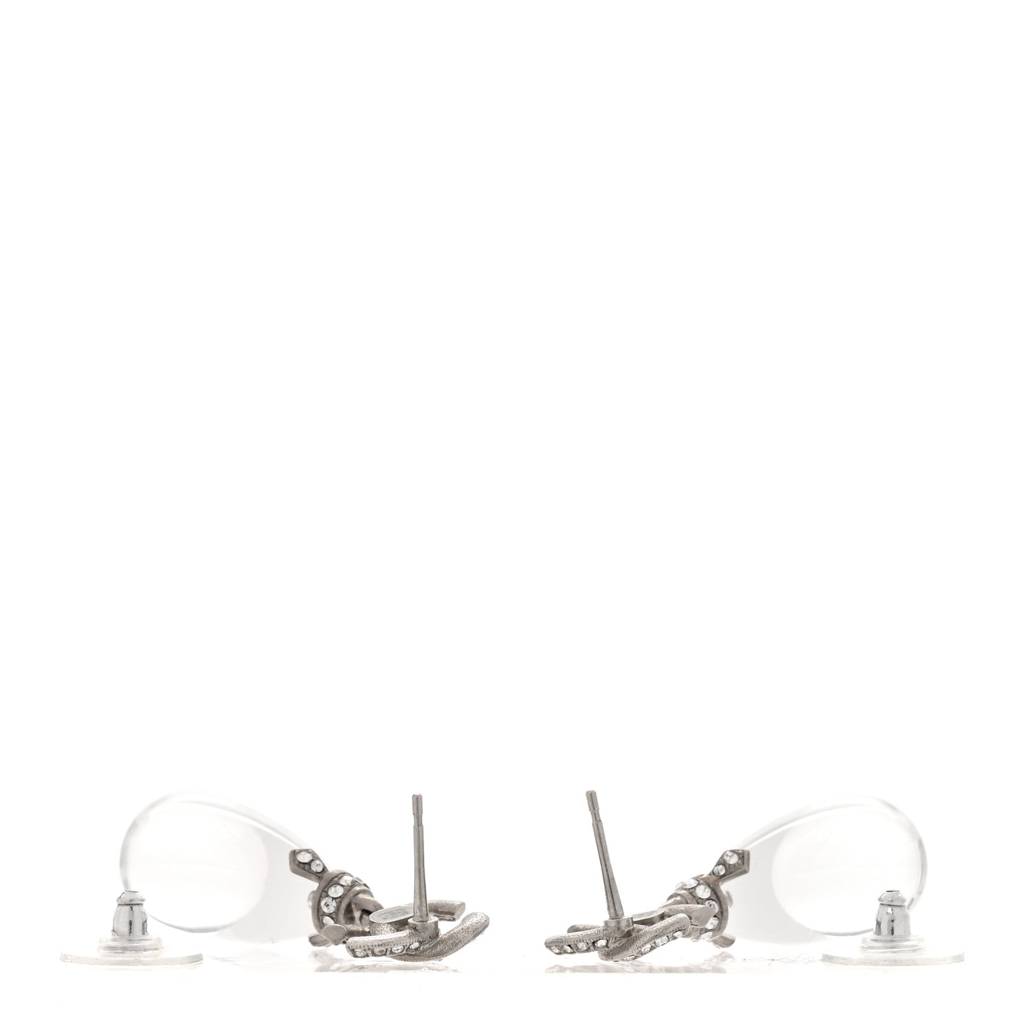 Chanel Ruthenium Crystal CC Drop Earrings Silver 3 of 5