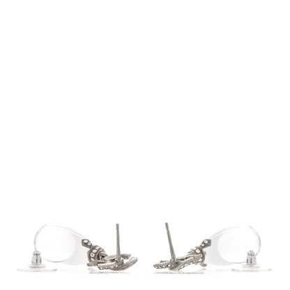 Chanel Ruthenium Crystal CC Drop Earrings Silver 3 of 5