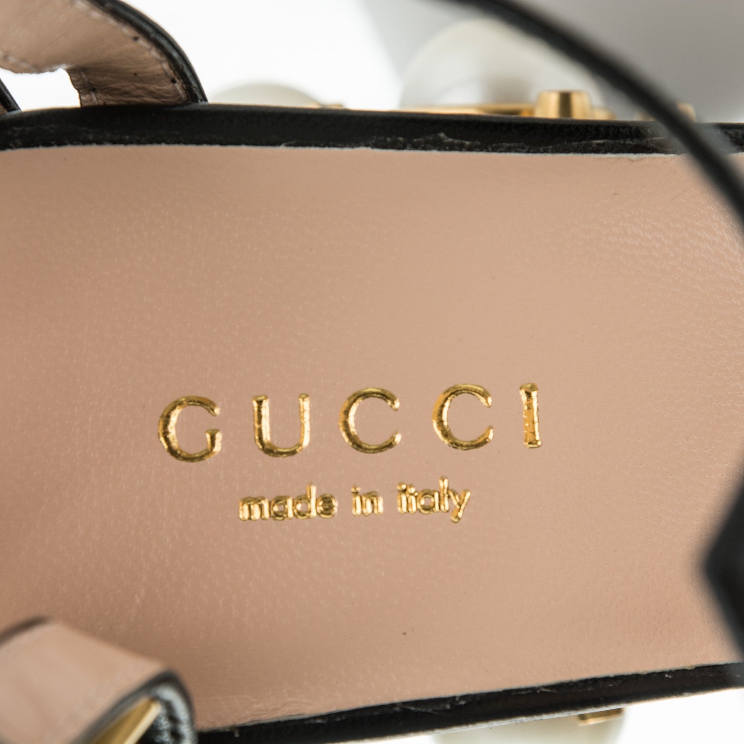 Gucci Kid Leather Studded Kendall Sandals 38.5 Black Gold 7 of 7