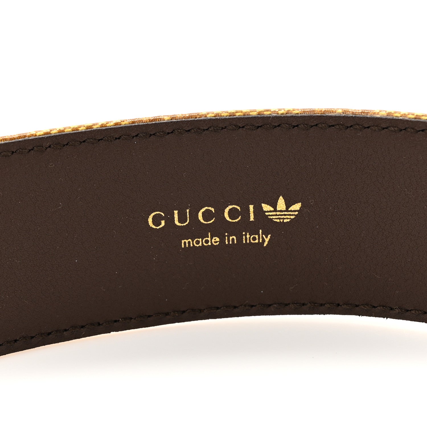 Gucci X ADIDAS Canvas Calfskin Double G 40mm Belt 85 34 Brown 4 of 5