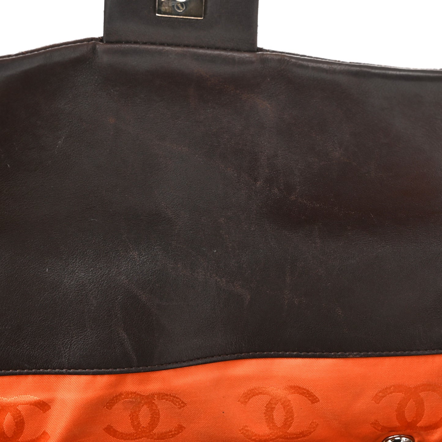 Calfskin Quilted Large Cambon Flap Brown Beige