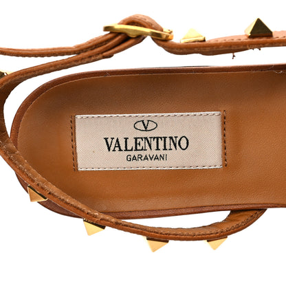 Valentino Garavani Raffia Calfskin Rockstud Slingback Flats 37 Naturale 7 of 8