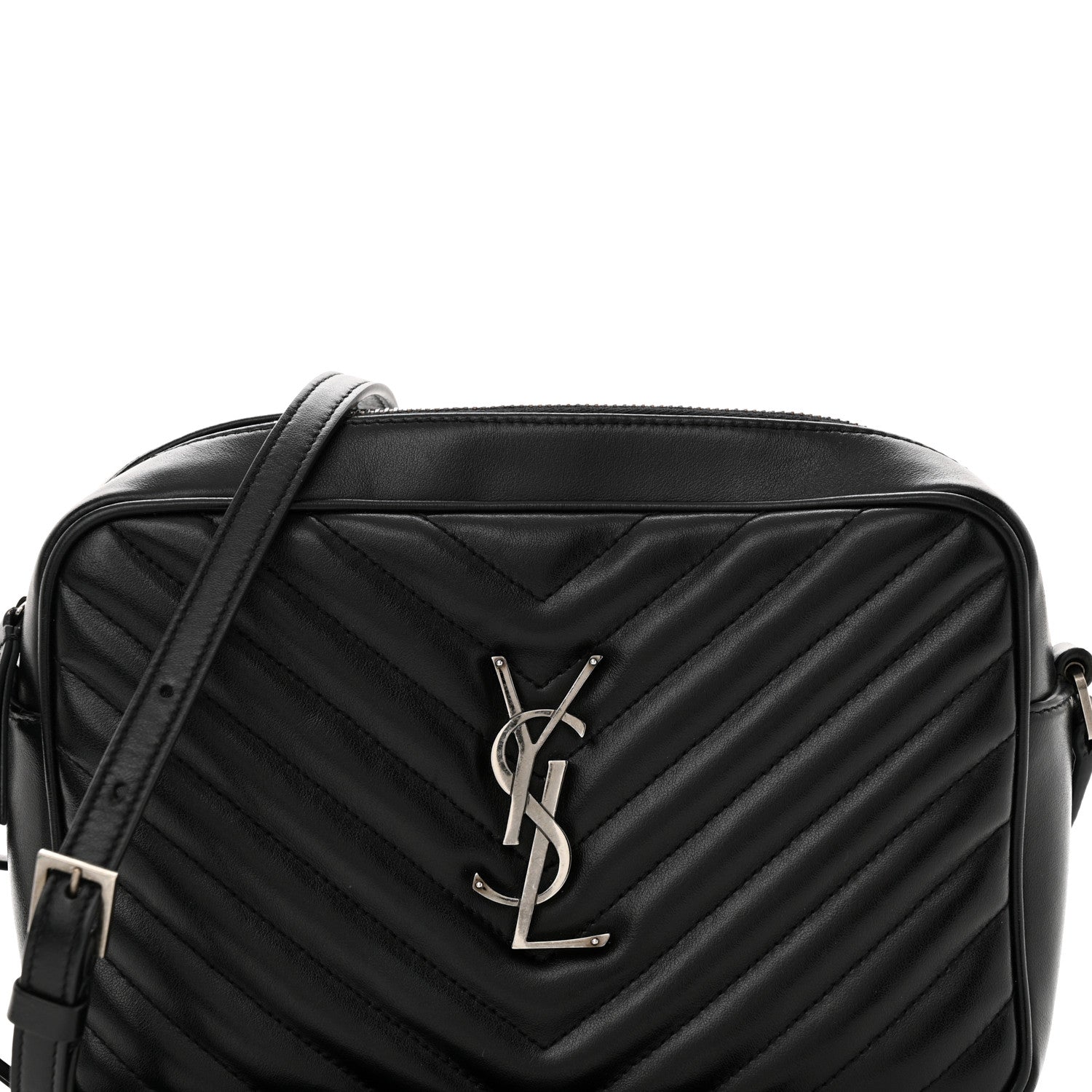Saint Laurent Calfskin Matelasse Monogram Lou Camera Bag Black 8 of 12