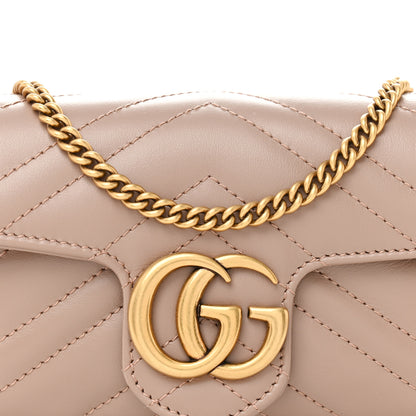Gucci Calfskin Matelasse Super Mini GG Marmont Shoulder Bag Porcelain Rose 8 of 11