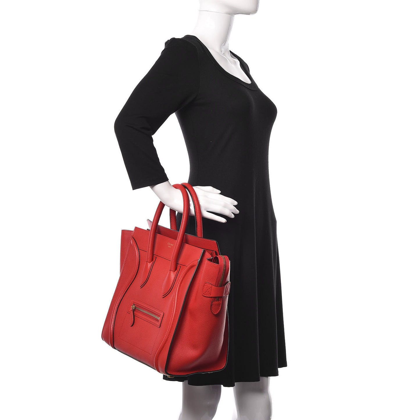 Drummed Calfskin Mini Luggage Coquelicot