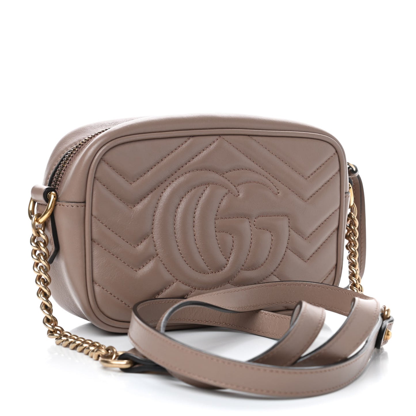 Calfskin Matelasse Mini GG Marmont Chain Shoulder Bag Porcelain Rose