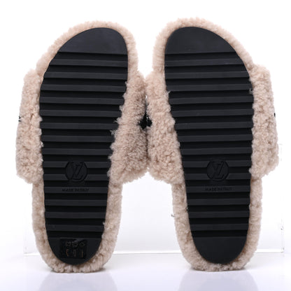 Louis Vuitton Shearling Bom Dia Flate Mules 38.5 Beige 5 of 8