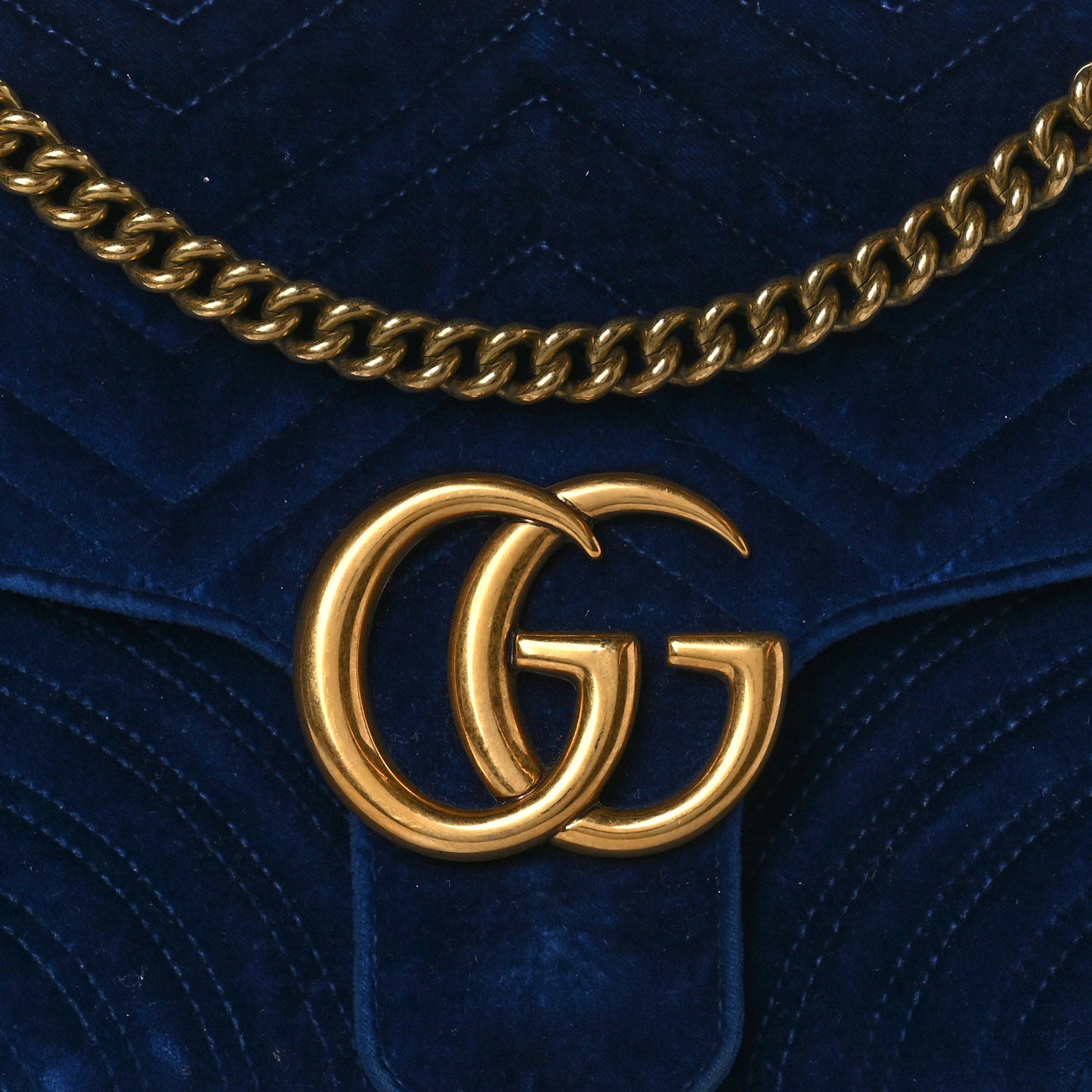 Velvet Matelasse Medium GG Marmont Shoulder Bag Cobalt Blue