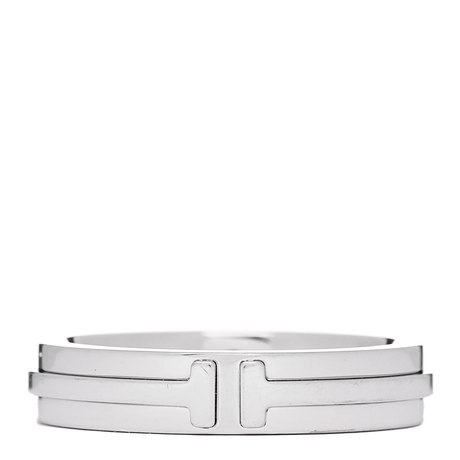 Tiffany 18K White Gold Narrow T Two Ring 57 8 1 of 5