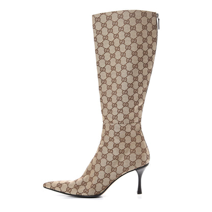 Gucci Monogram Womens Tall Boots 9 Brown 1 of 8
