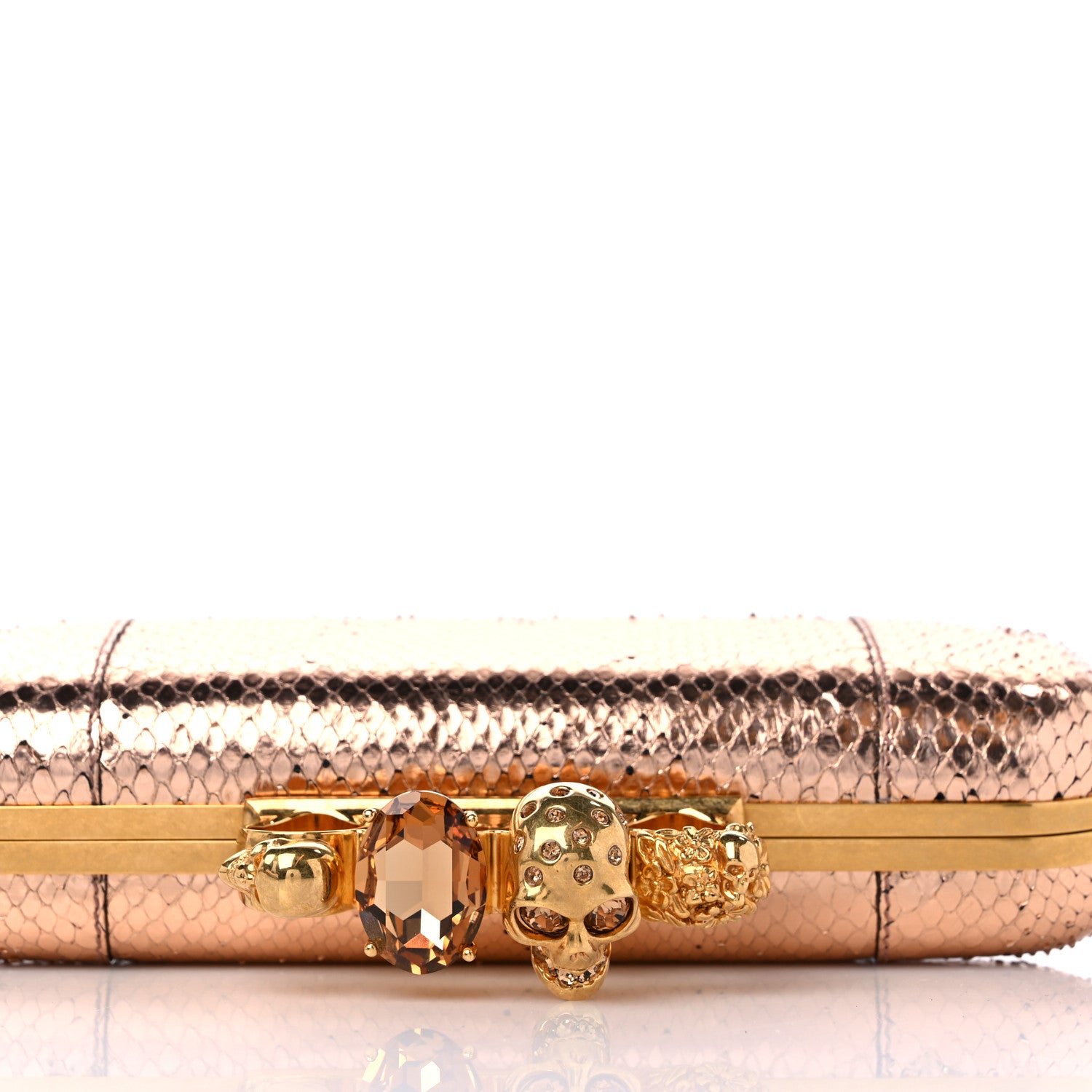 Alexander McQueen Snakeskin Knuckle Box Clutch Rose Gold 12 of 12