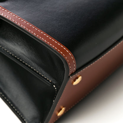 Burberry Calfskin Vintage Check Mini Two Handle Title Bag Black 9 of 11